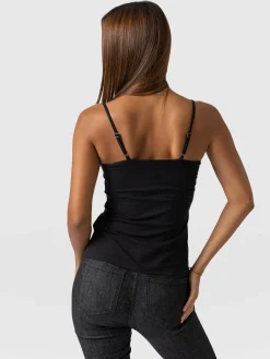 Saint and Sofia Jersey Lace Cami - Black
