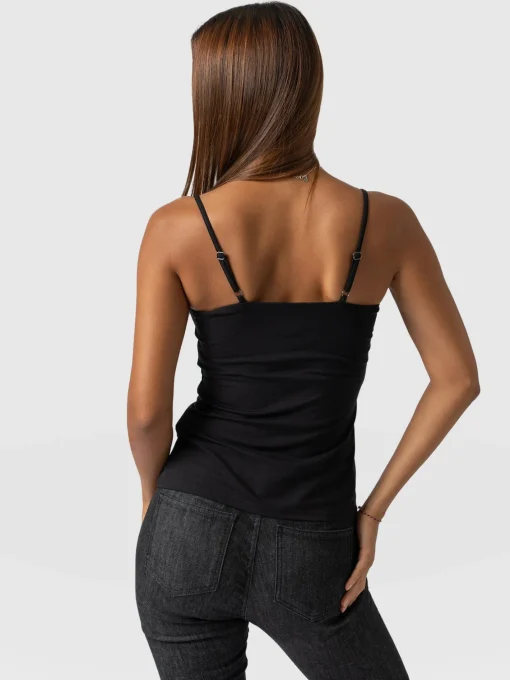 Saint and Sofia Jersey Lace Cami - Black