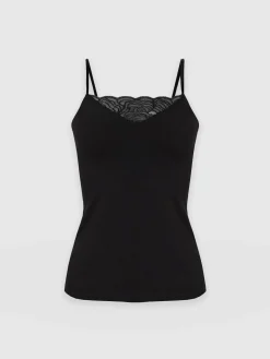 Saint and Sofia Jersey Lace Cami - Black