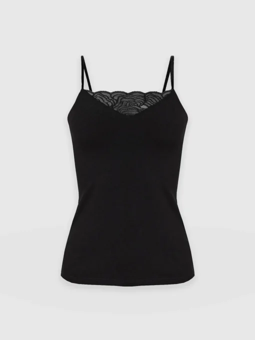 Saint and Sofia Jersey Lace Cami - Black