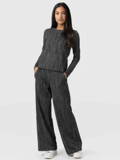 Saint and Sofia Keller Wide Leg Pant - Grey/Black