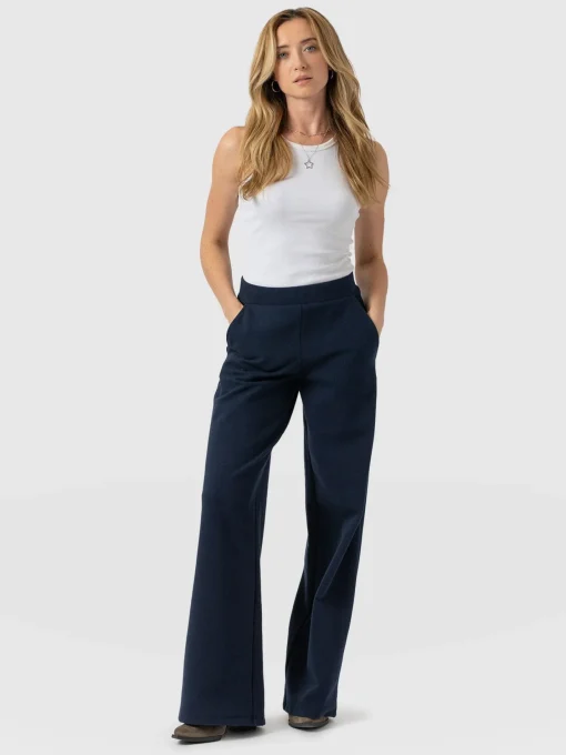 Saint and Sofia Keller Wide Leg Pant - Navy Twill