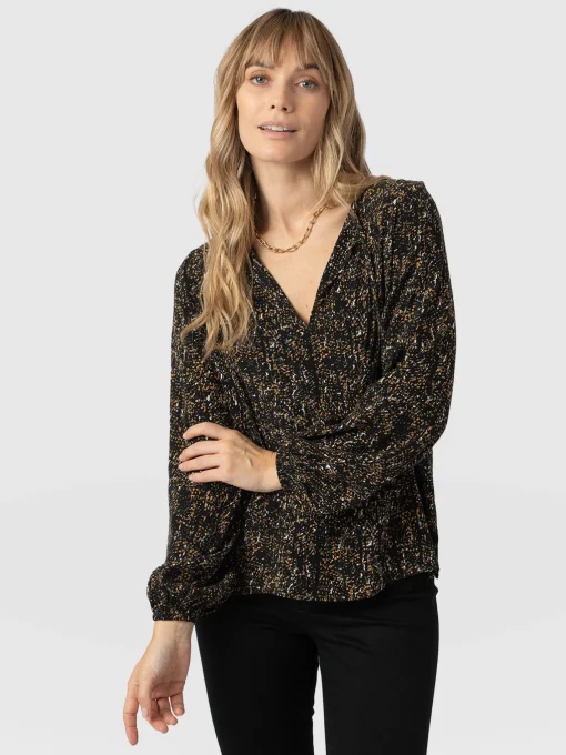 Saint and Sofia Kristen Blouse - Ditsy Leopard