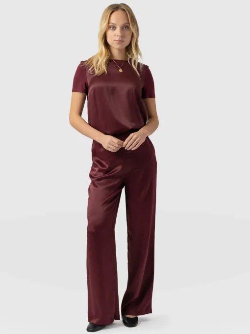 Saint and Sofia Langley Wide Leg Pant - Maroon