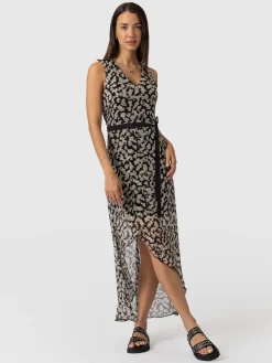 Saint and Sofia Lexi High Low Dress - Black Confetti Petal