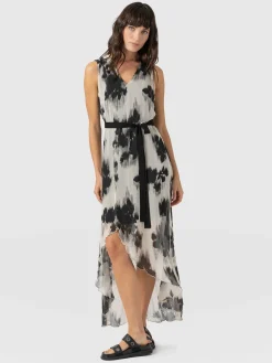 Saint and Sofia Lexi High Low Dress - White Fade Floral