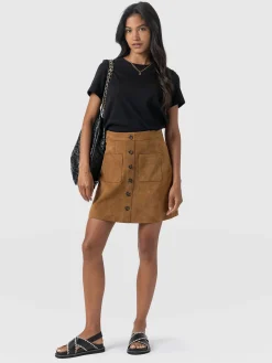 Saint and Sofia Luther Suede Mini Skirt - Camel