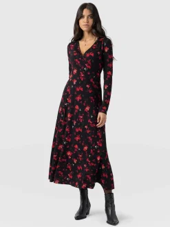 Saint and Sofia Maggie Wrap Midi Dress - Pink Aurora