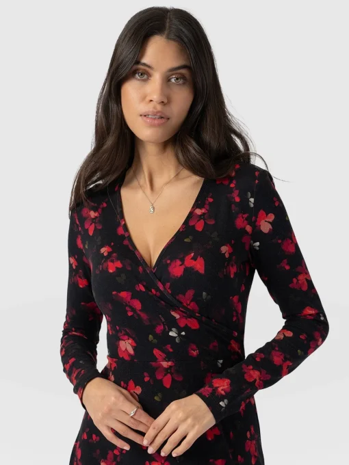 Saint and Sofia Maggie Wrap Midi Dress - Pink Aurora