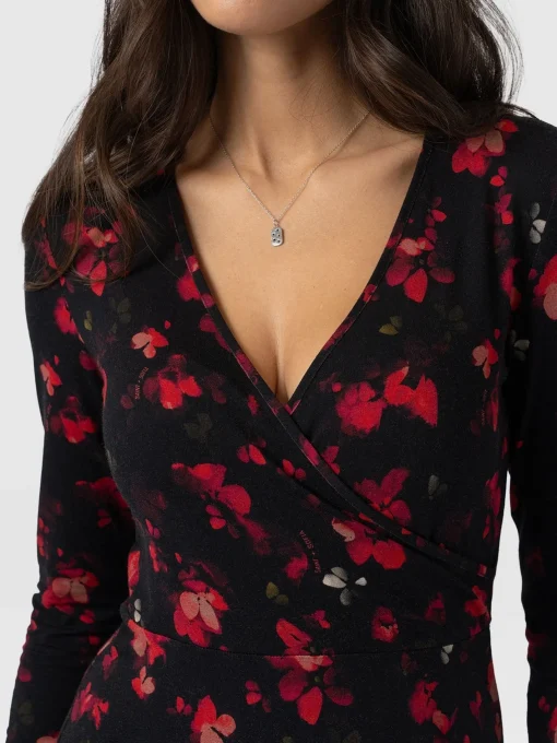 Saint and Sofia Maggie Wrap Midi Dress - Pink Aurora