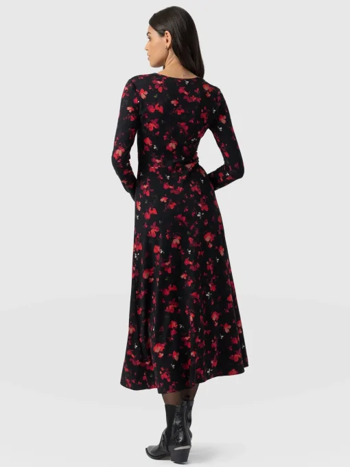 Saint and Sofia Maggie Wrap Midi Dress - Pink Aurora