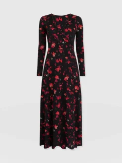 Saint and Sofia Maggie Wrap Midi Dress - Pink Aurora