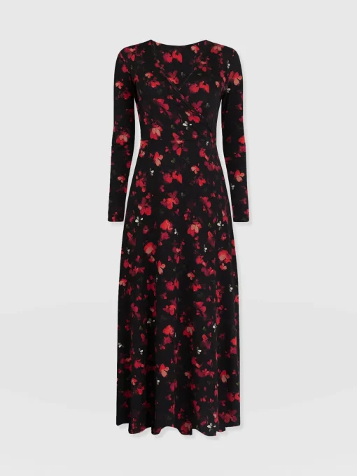 Saint and Sofia Maggie Wrap Midi Dress - Pink Aurora