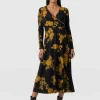 Saint and Sofia Maggie Wrap Midi Dress - Yellow Fade Floral