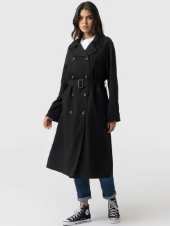 Saint and Sofia Marion Double Breasted Trench - Black