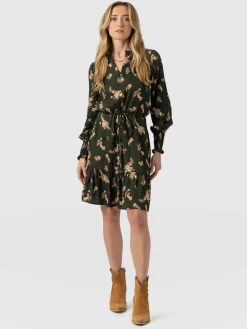 Saint and Sofia Mini Olivia Zip Up Dress - Khaki Paisley