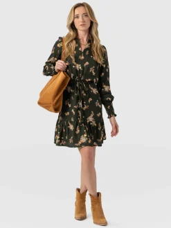 Saint and Sofia Mini Olivia Zip Up Dress - Khaki Paisley