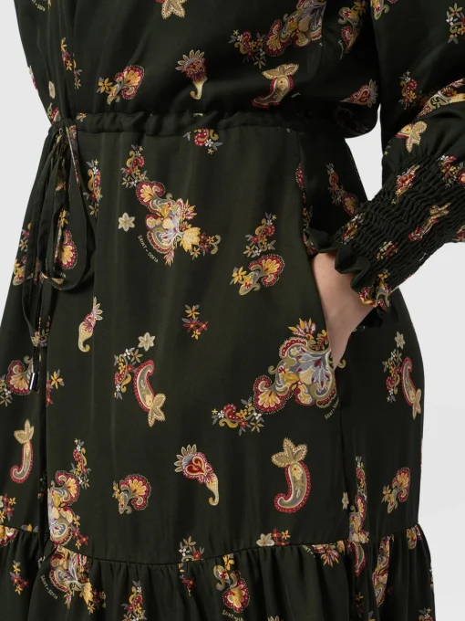 Saint and Sofia Mini Olivia Zip Up Dress - Khaki Paisley