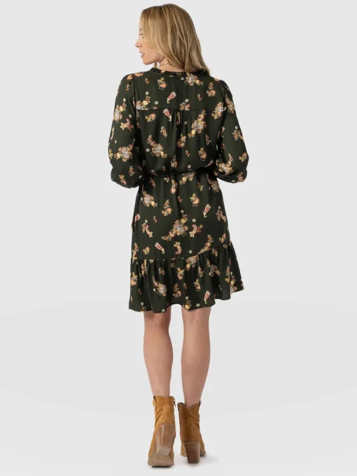Saint and Sofia Mini Olivia Zip Up Dress - Khaki Paisley