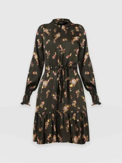 Saint and Sofia Mini Olivia Zip Up Dress - Khaki Paisley