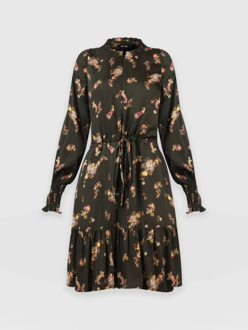 Saint and Sofia Mini Olivia Zip Up Dress - Khaki Paisley