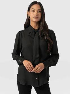 Saint and Sofia Paxton Pussybow Blouse - Black