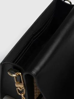 Saint and Sofia Primrose Wallet on Chain - Beige/Black Raffia