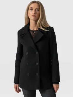 Saint and Sofia Quinn Pea Coat - Black