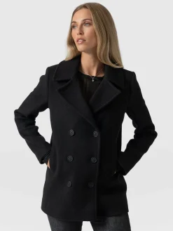 Saint and Sofia Quinn Pea Coat - Black