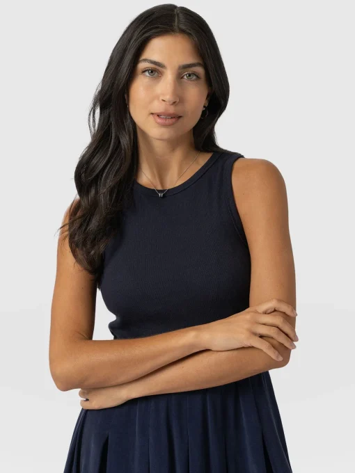 Saint and Sofia Renee Contrast Dress - Navy