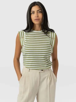 Saint and Sofia Rowan Tee - Green Stripe
