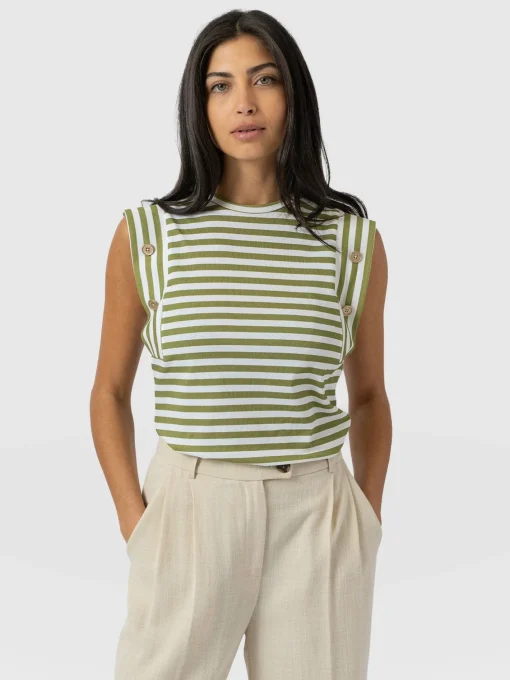 Saint and Sofia Rowan Tee - Green Stripe