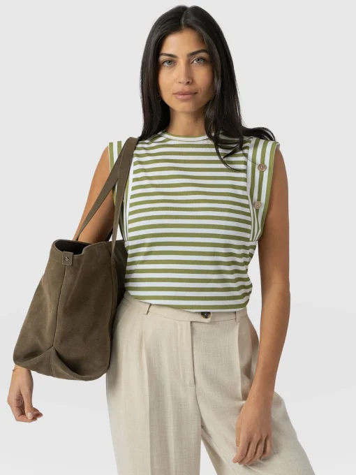 Saint and Sofia Rowan Tee - Green Stripe