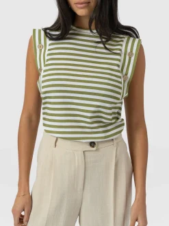Saint and Sofia Rowan Tee - Green Stripe