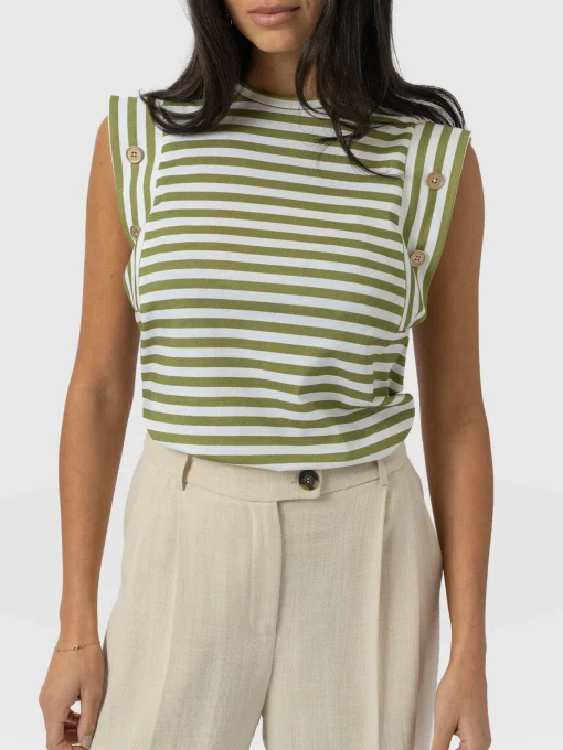 Saint and Sofia Rowan Tee - Green Stripe