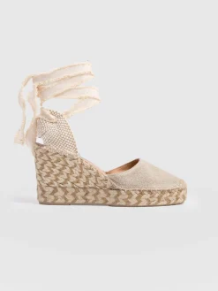 Saint and Sofia Rowe Espadrille Tie Wedges - Cream