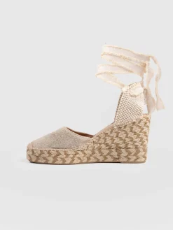 Saint and Sofia Rowe Espadrille Tie Wedges - Cream