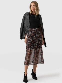 Saint and Sofia Runway Mesh Skirt - 70's Paisley
