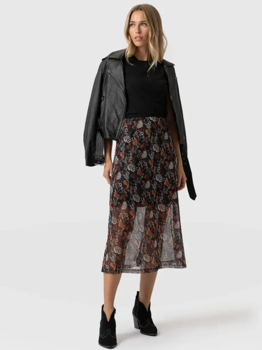 Saint and Sofia Runway Mesh Skirt - 70's Paisley