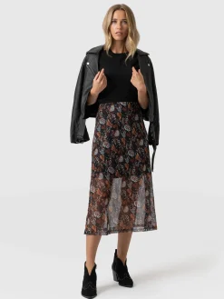 Saint and Sofia Runway Mesh Skirt - 70's Paisley
