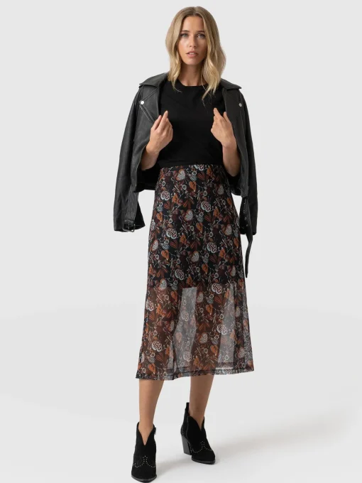 Saint and Sofia Runway Mesh Skirt - 70's Paisley