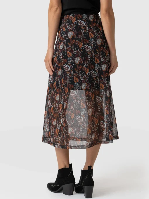 Saint and Sofia Runway Mesh Skirt - 70's Paisley