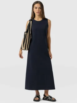 Saint and Sofia Sleeveless Runway Maxi Dress - Navy