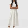 Saint and Sofia Sophia Contrast Dress - White Broderie