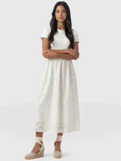 Saint and Sofia Sophia Contrast Dress - White Broderie