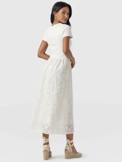 Saint and Sofia Sophia Contrast Dress - White Broderie