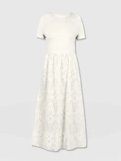 Saint and Sofia Sophia Contrast Dress - White Broderie