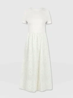 Saint and Sofia Sophia Contrast Dress - White Broderie