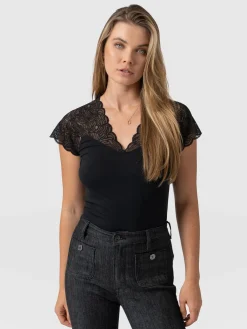 Saint and Sofia Sophia Lace Tee - Black