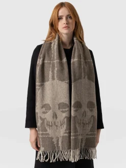 Saint and Sofia Sutton Skull Scarf - Beige